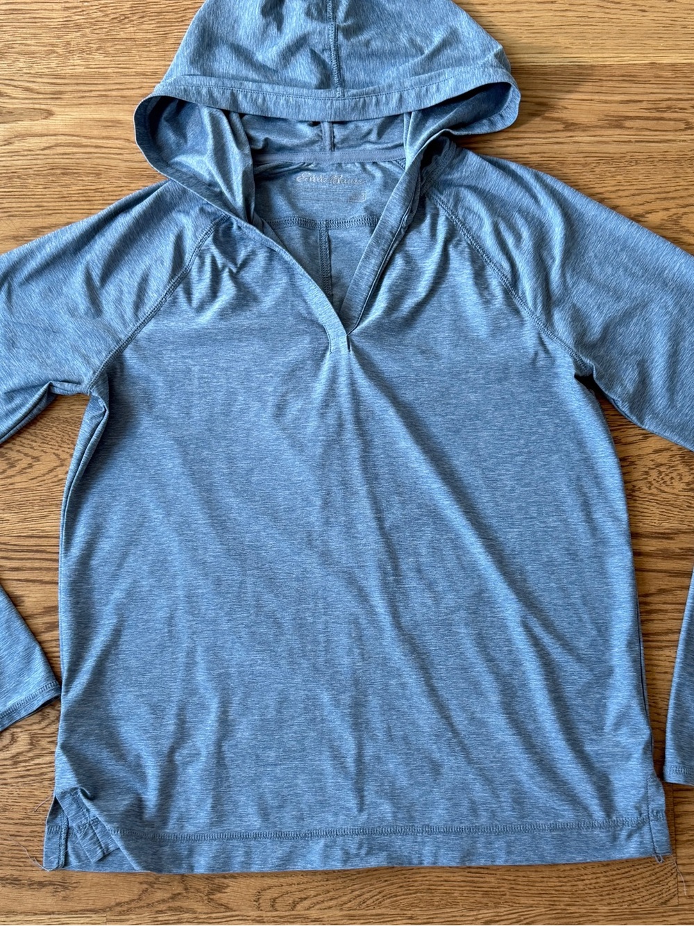 Eddie Bauer Heathered Slate Blue Hooded Pullover
